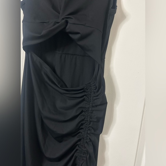 Halara Round Neck Twisted Cut Out Ruched Drawstring Bodycon Midi Dress M NWT - Picture 5 of 7